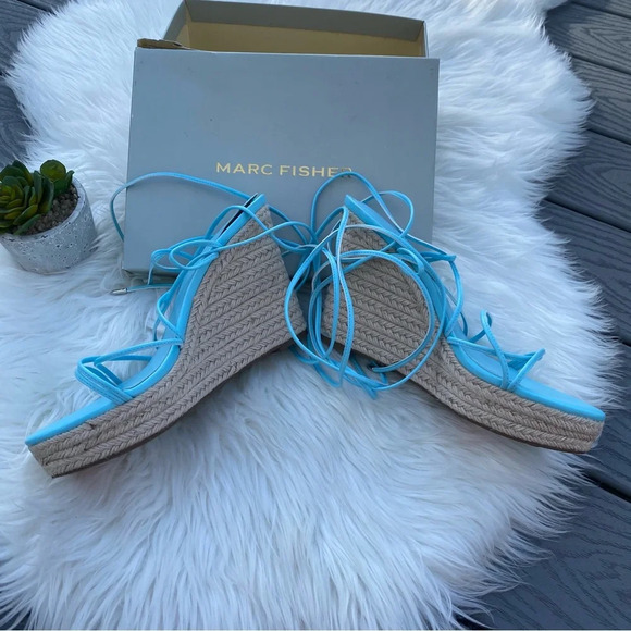 Marc Fisher Blue Strappy Wedges - Picture 3 of 4